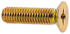 Made in USA - #10-32 UNF, 3/4" OAL Phillips Drive Machine Screw - Flat Head, Grade 3 Steel, Yellow Cadmium-Plated Finish, Without Washer - Americas Industrial Supply