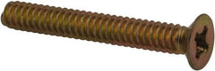 Made in USA - #6-32 UNC, 1" OAL Phillips Drive Machine Screw - Flat Head, Grade 3 Steel, Yellow Cadmium-Plated Finish, Without Washer - Americas Industrial Supply