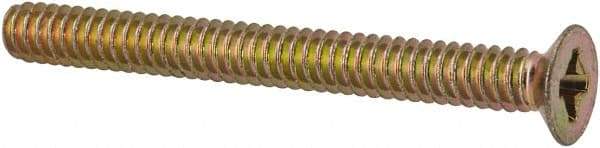 Made in USA - #6-32 UNC, 1-3/8" OAL Phillips Drive Machine Screw - Flat Head, Grade 3 Steel, Yellow Cadmium-Plated Finish, Without Washer - Americas Industrial Supply