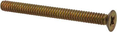 Made in USA - #6-32 UNC, 1-1/2" OAL Phillips Drive Machine Screw - Flat Head, Grade 3 Steel, Yellow Cadmium-Plated Finish, Without Washer - Americas Industrial Supply