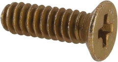 Made in USA - #4-40 UNC, 3/8" OAL Phillips Drive Machine Screw - Flat Head, Grade 3 Steel, Yellow Cadmium-Plated Finish, Without Washer - Americas Industrial Supply