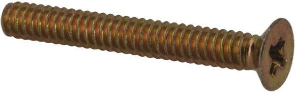 Made in USA - #4-40 UNC, 7/8" OAL Phillips Drive Machine Screw - Flat Head, Grade 3 Steel, Yellow Cadmium-Plated Finish, Without Washer - Americas Industrial Supply