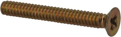 Made in USA - #4-40 UNC, 7/8" OAL Phillips Drive Machine Screw - Flat Head, Grade 3 Steel, Yellow Cadmium-Plated Finish, Without Washer - Americas Industrial Supply