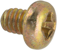 Made in USA - #2-56 UNC, 1/8" Length Under Head Phillips Drive Machine Screw - Pan Head, Grade 3 Steel, Yellow Cadmium-Plated Finish, Without Washer - Americas Industrial Supply