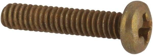 Made in USA - #2-56 UNC, 7/16" Length Under Head Phillips Drive Machine Screw - Pan Head, Grade 3 Steel, Yellow Cadmium-Plated Finish, Without Washer - Americas Industrial Supply