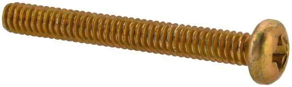 Made in USA - #2-56 UNC, 3/4" Length Under Head Phillips Drive Machine Screw - Pan Head, Grade 3 Steel, Yellow Cadmium-Plated Finish, Without Washer - Americas Industrial Supply