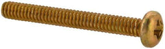 Made in USA - #2-56 UNC, 3/4" Length Under Head Phillips Drive Machine Screw - Pan Head, Grade 3 Steel, Yellow Cadmium-Plated Finish, Without Washer - Americas Industrial Supply