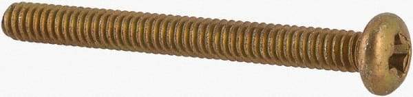 Made in USA - #2-56 UNC, 7/8" Length Under Head Phillips Drive Machine Screw - Pan Head, Grade 3 Steel, Yellow Cadmium-Plated Finish, Without Washer - Americas Industrial Supply