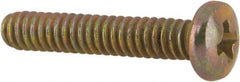 Made in USA - #4-40 UNC, 5/8" Length Under Head Phillips Drive Machine Screw - Pan Head, Grade 3 Steel, Yellow Cadmium-Plated Finish, Without Washer - Americas Industrial Supply
