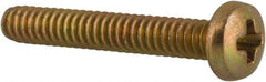 Made in USA - #4-40 UNC, 3/4" Length Under Head Phillips Drive Machine Screw - Pan Head, Grade 3 Steel, Yellow Cadmium-Plated Finish, Without Washer - Americas Industrial Supply
