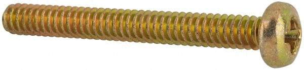 Made in USA - #4-40 UNC, 1" Length Under Head Phillips Drive Machine Screw - Pan Head, Grade 3 Steel, Yellow Cadmium-Plated Finish, Without Washer - Americas Industrial Supply