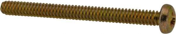 Made in USA - #4-40 UNC, 1-1/4" Length Under Head Phillips Drive Machine Screw - Pan Head, Grade 3 Steel, Yellow Cadmium-Plated Finish, Without Washer - Americas Industrial Supply