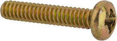 Made in USA - #6-32 UNC, 3/4" Length Under Head Phillips Drive Machine Screw - Pan Head, Grade 3 Steel, Yellow Cadmium-Plated Finish, Without Washer - Americas Industrial Supply