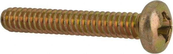 Made in USA - #6-32 UNC, 7/8" Length Under Head Phillips Drive Machine Screw - Pan Head, Grade 3 Steel, Yellow Cadmium-Plated Finish, Without Washer - Americas Industrial Supply