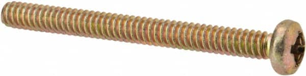 Made in USA - #6-32 UNC, 1-1/2" Length Under Head Phillips Drive Machine Screw - Pan Head, Grade 3 Steel, Yellow Cadmium-Plated Finish, Without Washer - Americas Industrial Supply