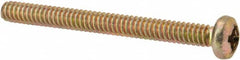 Made in USA - #6-32 UNC, 1-1/2" Length Under Head Phillips Drive Machine Screw - Pan Head, Grade 3 Steel, Yellow Cadmium-Plated Finish, Without Washer - Americas Industrial Supply