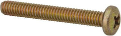 Made in USA - #8-32 UNC, 1-1/4" Length Under Head Phillips Drive Machine Screw - Pan Head, Grade 3 Steel, Yellow Cadmium-Plated Finish, Without Washer - Americas Industrial Supply
