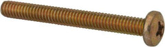 Made in USA - #8-32 UNC, 1-1/2" Length Under Head Phillips Drive Machine Screw - Pan Head, Grade 3 Steel, Yellow Cadmium-Plated Finish, Without Washer - Americas Industrial Supply