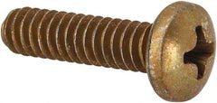 Made in USA - #10-24 UNC, 3/4" Length Under Head Phillips Drive Machine Screw - Pan Head, Grade 3 Steel, Yellow Cadmium-Plated Finish, Without Washer - Americas Industrial Supply