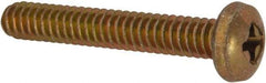 Made in USA - #10-24 UNC, 1-1/4" Length Under Head Phillips Drive Machine Screw - Pan Head, Grade 3 Steel, Yellow Cadmium-Plated Finish, Without Washer - Americas Industrial Supply