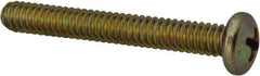 Made in USA - #10-24 UNC, 1-1/2" Length Under Head Phillips Drive Machine Screw - Pan Head, Grade 3 Steel, Yellow Cadmium-Plated Finish, Without Washer - Americas Industrial Supply