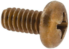 Made in USA - 1/4-20 UNC, 1/2" Length Under Head Phillips Drive Machine Screw - Pan Head, Grade 3 Steel, Yellow Cadmium-Plated Finish, Without Washer - Americas Industrial Supply