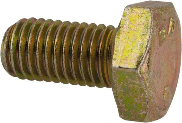 Made in North America - 1/4-28 UNF, 1/2" Length Under Head Hex Head Cap Screw - Grade 8 Alloy Steel, Zinc-Plated Finish, 7/16" Hex - Americas Industrial Supply