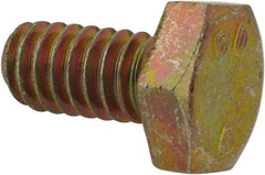 Made in North America - 1/4-20 UNC, 1/2" Length Under Head Hex Head Cap Screw - Grade 8 Alloy Steel, Zinc-Plated Finish, 7/16" Hex - Americas Industrial Supply