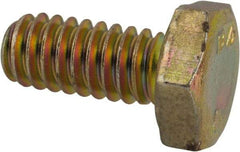 Made in North America - 1/4-20 UNC, 9/16" Length Under Head Hex Head Cap Screw - Grade 8 Alloy Steel, Zinc-Plated Finish, 7/16" Hex - Americas Industrial Supply