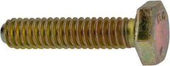 Made in North America - 1/4-20 UNC, 1-1/8" Length Under Head Hex Head Cap Screw - Grade 8 Alloy Steel, Zinc-Plated Finish, 7/16" Hex - Americas Industrial Supply