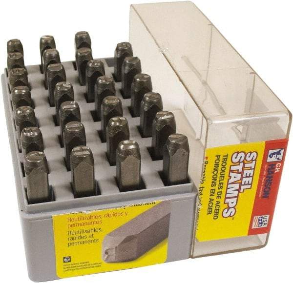 C.H. Hanson - 27 Piece, 3/8" Character Steel Stamp Set - Letters, Reverse - Americas Industrial Supply