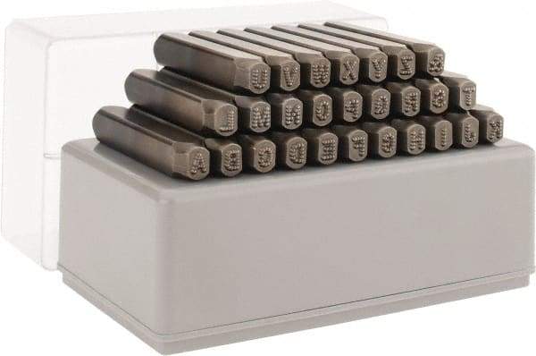 C.H. Hanson - 27 Piece, 3/16" Character Steel Stamp Set - Letters, Standard - Americas Industrial Supply