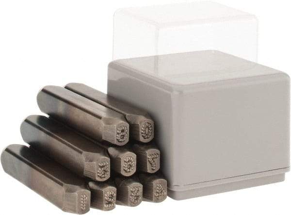 C.H. Hanson - 9 Piece, 3/16" Character Steel Stamp Set - Figures, Standard - Americas Industrial Supply