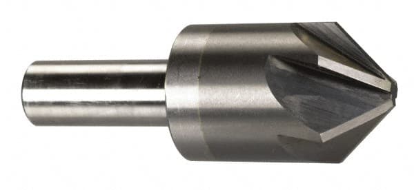 M.A. Ford - 1" Head Diam, 1/2" Shank Diam, 6 Flute 100° Solid Carbide Countersink - Bright Finish, 2-3/4" OAL, 1/4" Nose Diam, Single End, Straight Shank, Right Hand Cut - Americas Industrial Supply