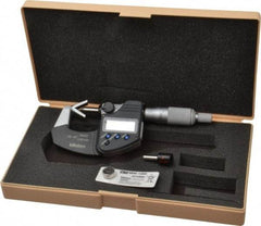 Mitutoyo - 0.05 to 0.6 Inch Measurement, Accuracy Up to 4 micro m, 3 Flutes Measured, Ratchet Stop Thimble, Electronic V Anvil Micrometer - 0.0001 Inch Resolution, Carbide, Data Output, SR44 Battery - Americas Industrial Supply