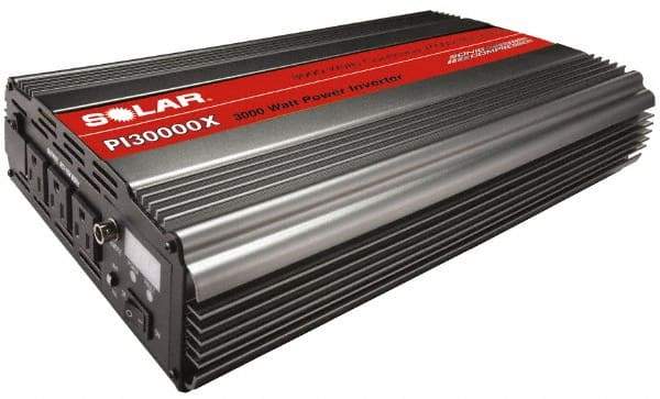 Solar - 3 Connection, 12 VDC Input, 120 VAC Output, 6,000 Peak Wattage, Power Inverter - 3,000 Watt Continuous Output Power - Americas Industrial Supply