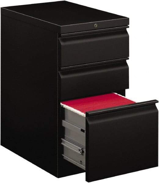 Hon - 15" Wide x 28" High x 22-7/8" Deep, 3 Drawer Pedestal - Steel, Black - Americas Industrial Supply