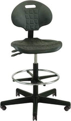 Bevco - 22 to 32" High Adjustable Height Swivel Stool - 27" Wide x 27" Deep, Polyurethane Seat, Black - Americas Industrial Supply