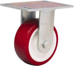 Hamilton - 5" Diam x 2" Wide x 6-1/2" OAH Top Plate Mount Rigid Caster - Polyurethane Mold on Polypropylene, 900 Lb Capacity, Straight Roller Bearing, 4-1/2 x 6-1/4" Plate - Americas Industrial Supply