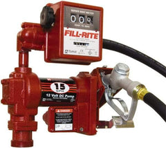 Tuthill - 15 GPM, 3/4" Hose Diam, DC Tank Pump with Manual Nozzle & 807C Meter - 1" Inlet, 3/4" Outlet, 12 Volts, 12' Hose Length, 1/4 hp - Americas Industrial Supply