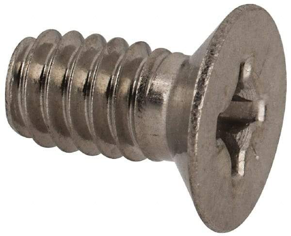 Made in USA - 1/4-20 UNC, 1/2" OAL Phillips Drive Machine Screw - Flat Head, Grade 18-8 Stainless Steel, Passivated Finish, Without Washer - Americas Industrial Supply