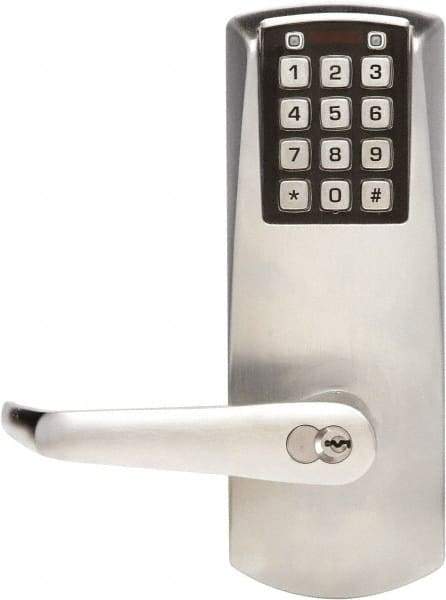 Kaba Access - Combination Entry with Key Override Lever Lockset for 1-3/8 to 2-1/4" Thick Doors - 2-3/4" Back Set, 6 or 7 Pin Length Best & Compatible (Core Not Included) Cylinder, Satin Chrome Finish - Americas Industrial Supply