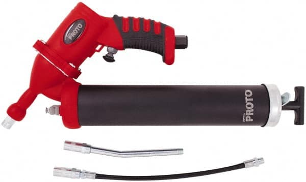 Proto - 3,600 Max psi, Air-Operated Grease Gun - 14 oz Capacity, 1/8 Thread Outlet, 3-Way, Bulk, Cartridge & Filler Pump - Americas Industrial Supply