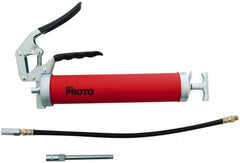Proto - 3,600 Max psi, Flexible Pistol Grease Gun - 14 oz (Cartridge) & 16 oz (Bulk) Capacity, 1/8 Thread Outlet, 3-Way, Bulk, Cartridge & Filler Pump - Americas Industrial Supply