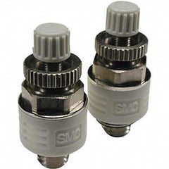 SMC PNEUMATICS - Speed & Flow Control Valves Valve Type: Metering Valve with Silencer Male Thread Size: 10-32 UNF - Americas Industrial Supply