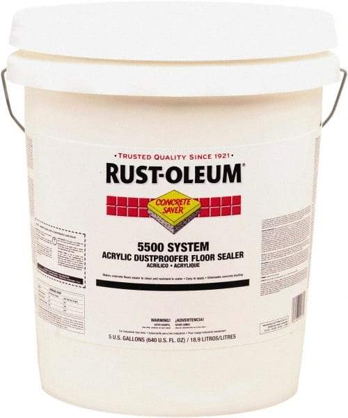 Rust-Oleum - 5 Gal Can Satin Clear Floor Coating - 150 to 300 Sq Ft/Gal Coverage, 37 g/L VOC Content - Americas Industrial Supply