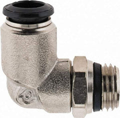 Alpha Technologies - 8mm Outside Diam, 1/4 Universal, Nickel Plated Brass Push-to-Connect Tube Male Swivel Elbow - 250 Max psi, Tube to Universal Thread Connection, Buna O-Ring - Americas Industrial Supply