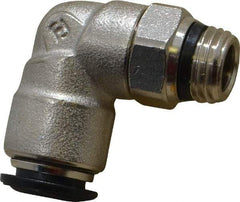 Alpha Technologies - 10mm Outside Diam, 1/4 Universal, Nickel Plated Brass Push-to-Connect Tube Male Swivel Elbow - 250 Max psi, Tube to Universal Thread Connection, Buna O-Ring - Americas Industrial Supply
