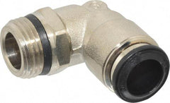 Alpha Technologies - 10mm Outside Diam, 3/8 Universal, Nickel Plated Brass Push-to-Connect Tube Male Swivel Elbow - 250 Max psi, Tube to Universal Thread Connection, Buna O-Ring - Americas Industrial Supply