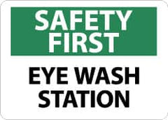 NMC - "Safety First - Eye Wash Station", 10" Long x 14" Wide, Rigid Plastic Safety Sign - Rectangle, 0.05" Thick, Use for First Aid - Americas Industrial Supply